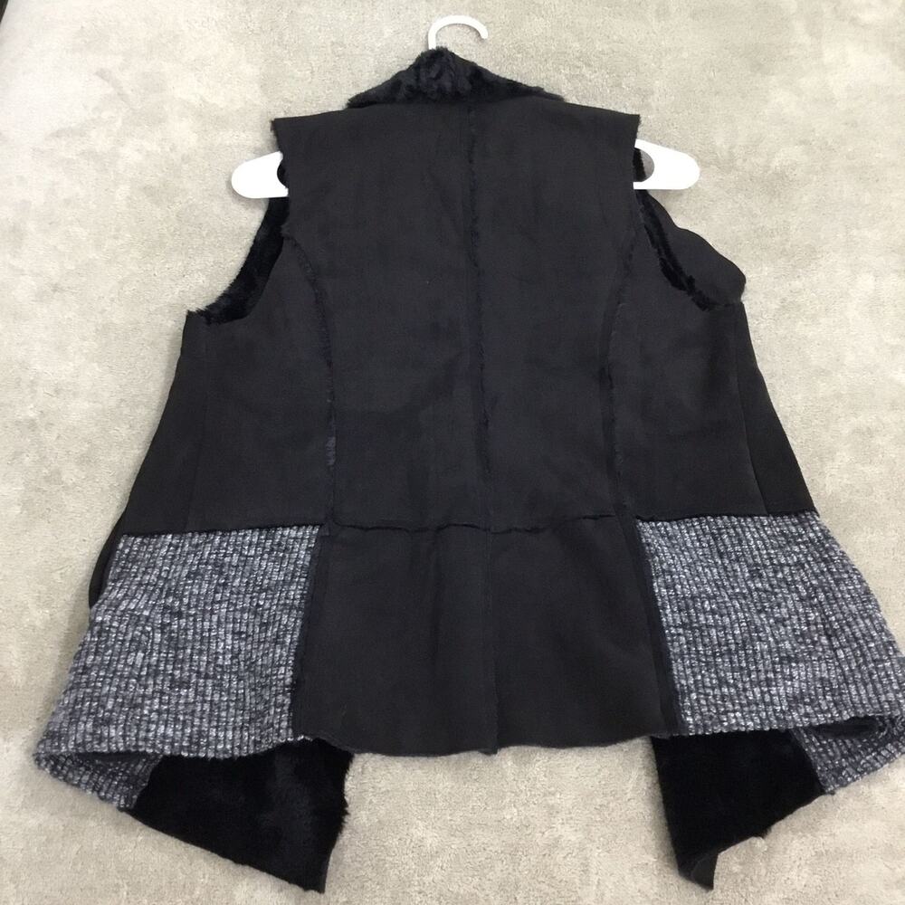 MYSTREE Black Faux Fur Vest Stylish Mid-Length Sz S - Picture 2 of 6